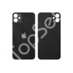 Задняя крышка iPhone 11 Черный (стекло, широкий вырез под камеру, логотип) - ПРЕМИУМ
