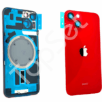 Задняя крышка iPhone 14 (A2883) в сборе со стеклом камеры Красный (стекло, монолит, MagSafe, логотип) - ПРЕМИУМ