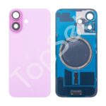 Задняя крышка iPhone 16 в сборе со стеклом камеры Розовый (стекло, логотип) - ПРЕМИУМ
